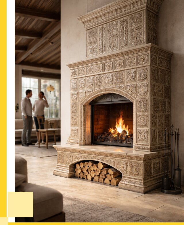 Купить изразцовый камин в Топках от 253325 р. | ЭриданТпк