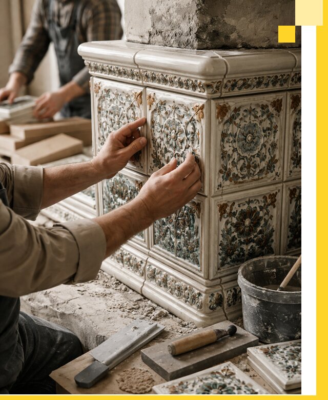 Изразцовые камины под ключ в Топках: проект и монтаж