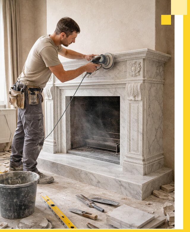 Изготовление и установка мраморных каминов в Топках под ключ