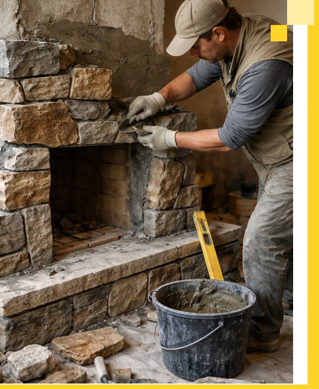 Изготовление и установка каменных каминов под ключ в Топках