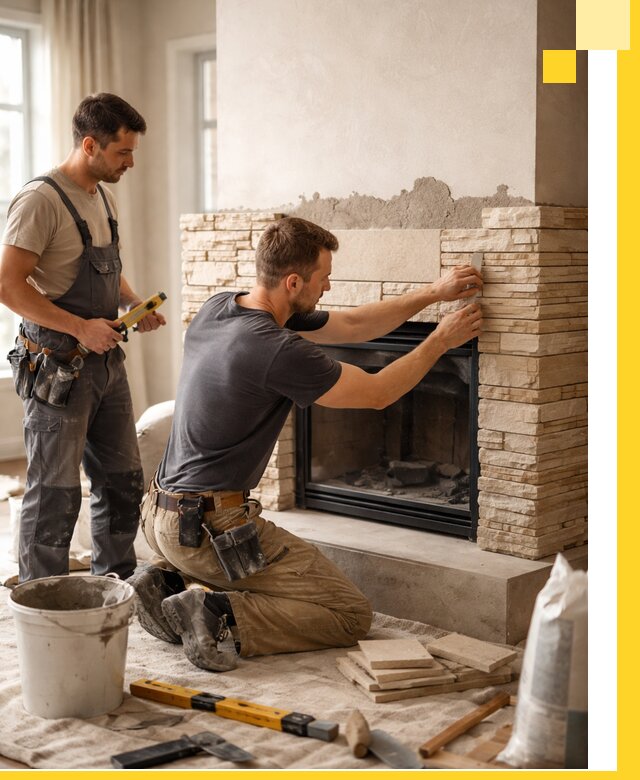 Установка и монтаж каминов для загородного дома в Топках