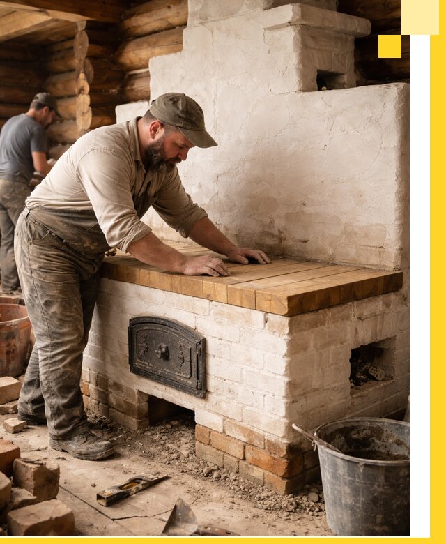 Проектирование и установка русской печи с лежанкой в Топках