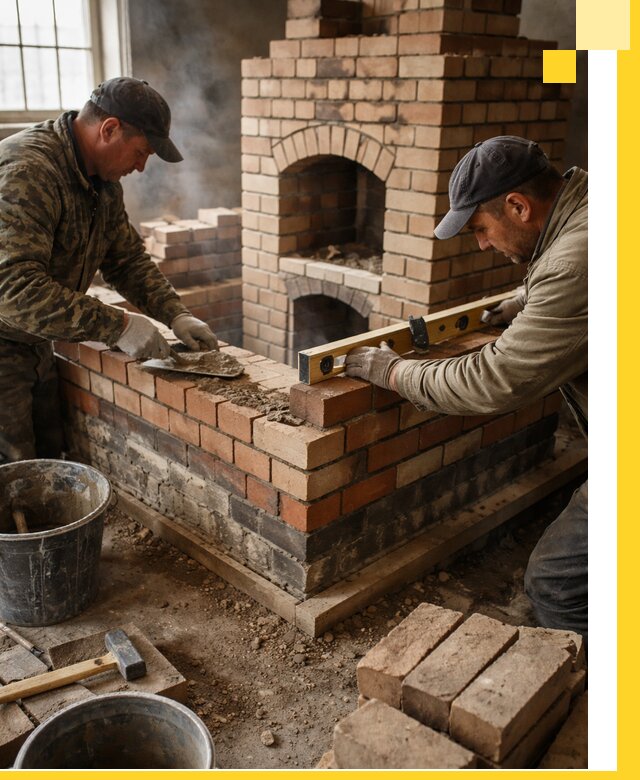 Изготовление и монтаж печей и каминов из кирпича в Топках