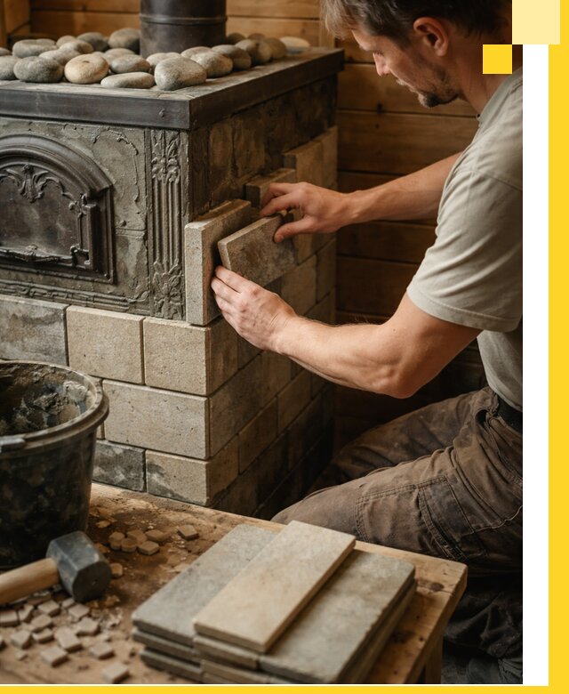 Облицовка банных печей в Топках профессиональная отделка