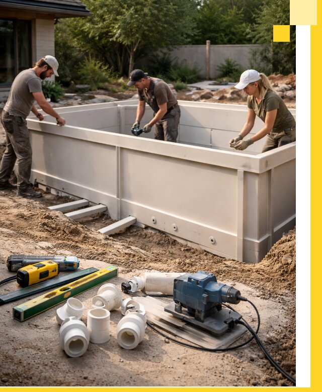 Установка полипропиленовых бассейнов под ключ в Топках