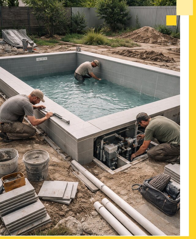 Строительство и монтаж бассейнов для дачи под ключ в Топках