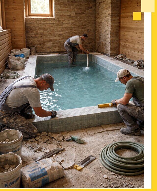 Проектирование и строительство бассейнов для бани в Топках