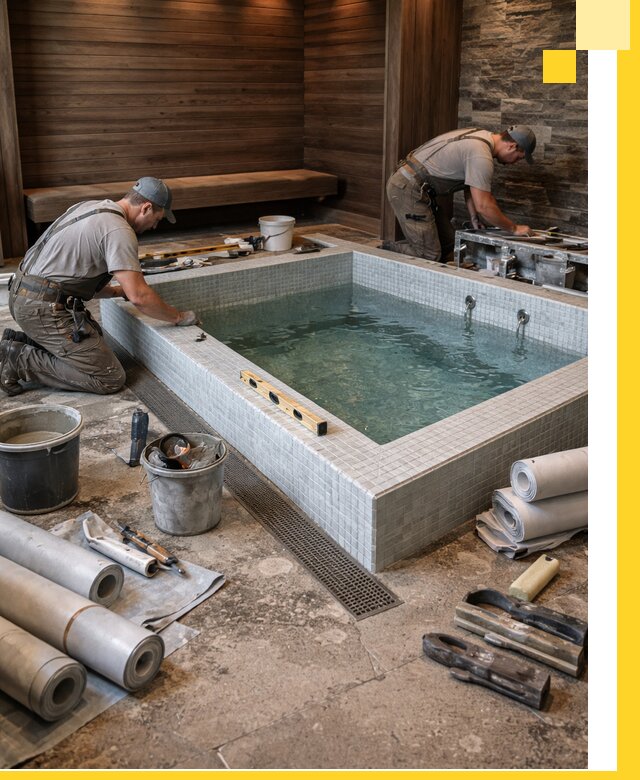 Установка и строительство бассейнов для сауны в Топках