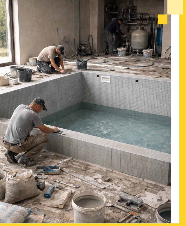 Строительство и монтаж бассейнов в помещении в Топках