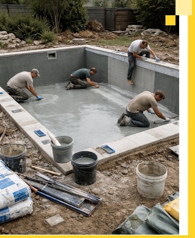 Изготовление и монтаж чаши бассейна под ключ в Топках