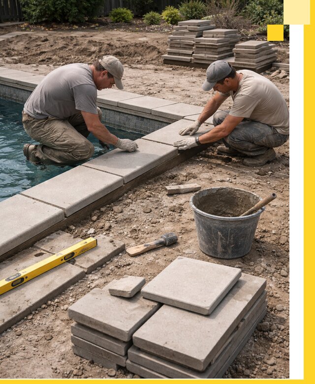 Установка и изготовление копингового камня для бассейнов в Топках