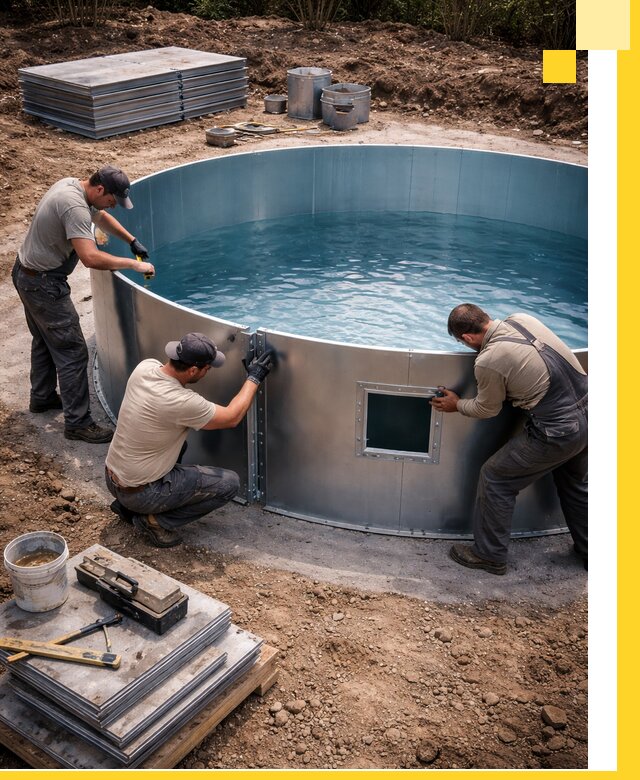 Круглые бассейны под ключ в Топках проектирование и монтаж