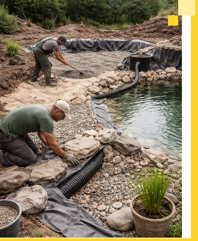 Строительство природных бассейнов и озер в Топках под ключ