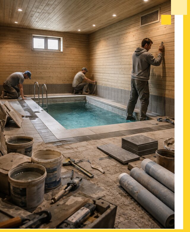 Строительство бани с бассейном и сауной под ключ в Топках