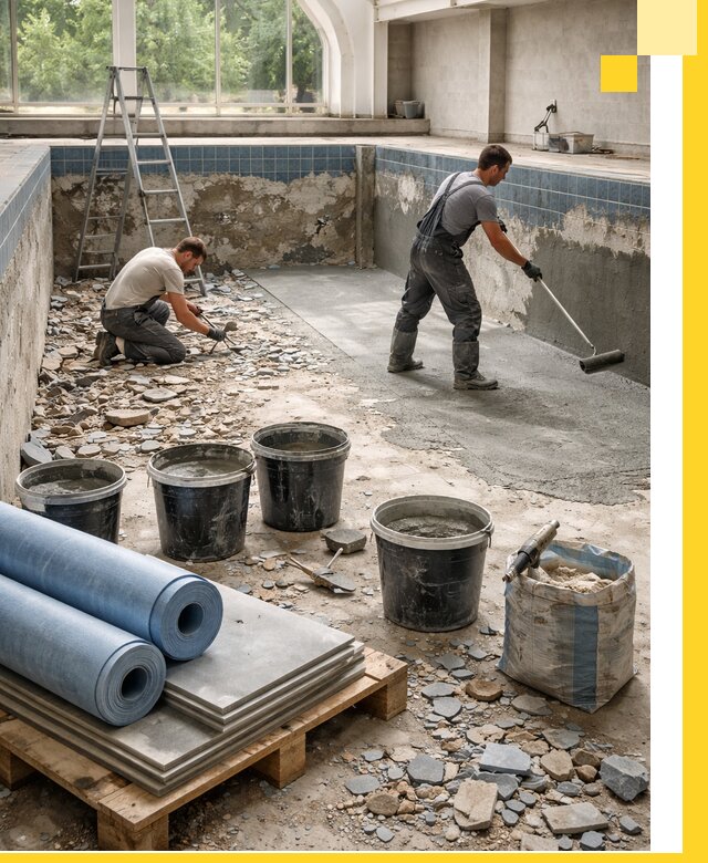 Реконструкция бассейнов в Топках: ремонт, гидроизоляция