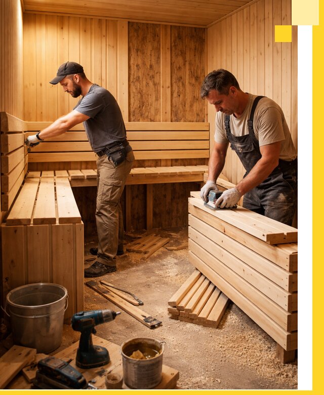 Профессиональный комплексный ремонт саун под ключ в Топках