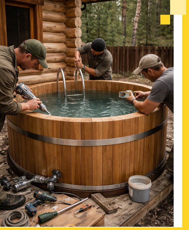 Строительство бань с купелью под ключ и отделкой в Топках