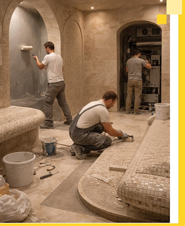 Строительство бани с хамамом и бассейном под ключ в Топках