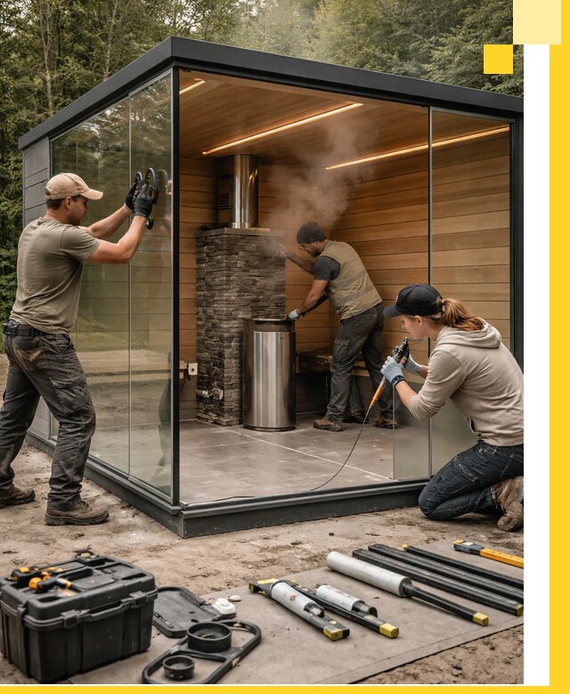 Проектирование и строительство стеклянных бань в Топках