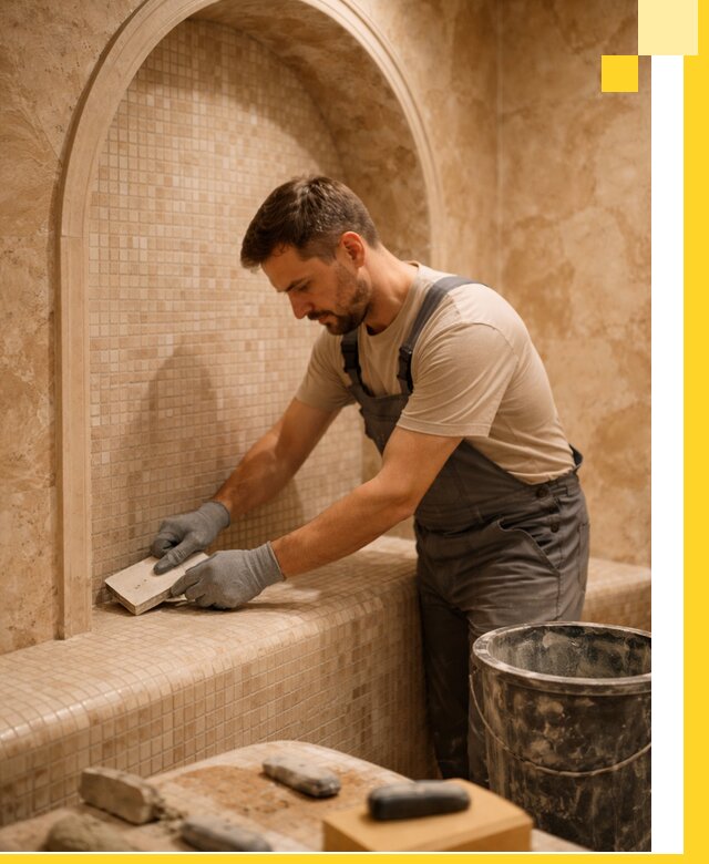 Профессиональная отделка хамамов с мозаикой под ключ в Топках