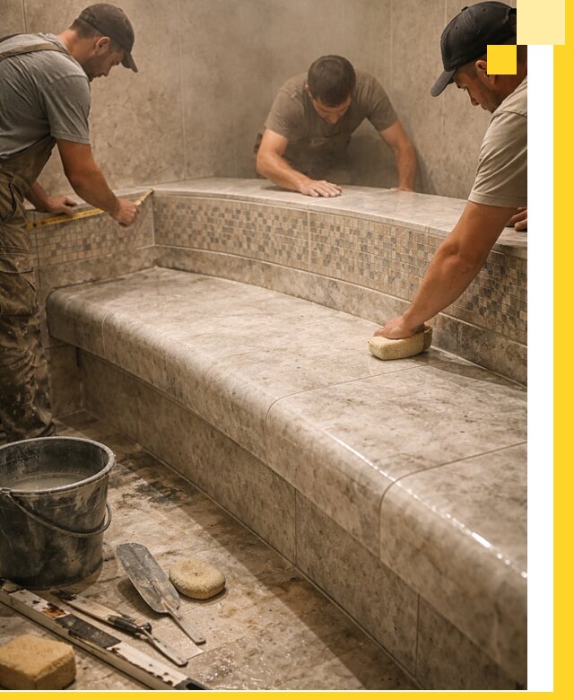 Изготовление и установка сидений для хамама в Топках